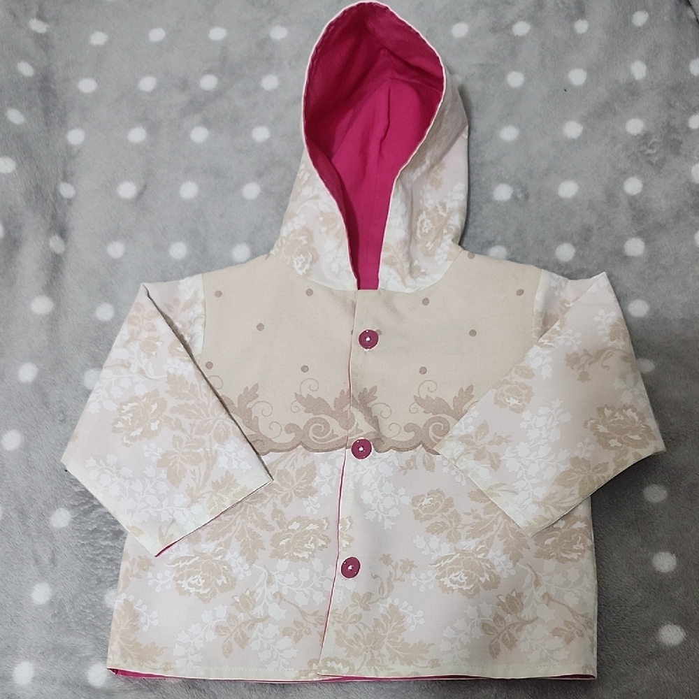 Elegant Cream and Pink Kids Raincoat
